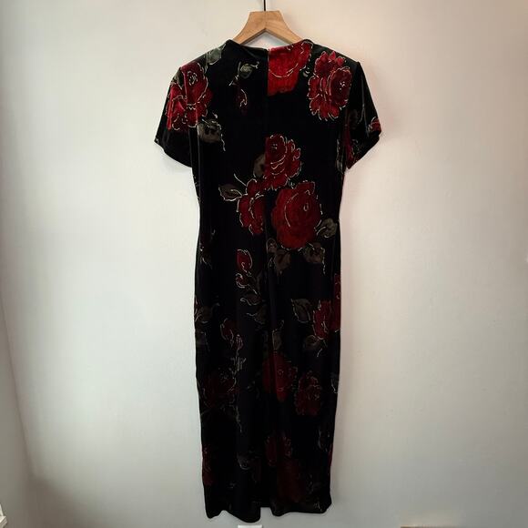 Worthington Petite Women's Vintage Floral Print Velvet Midi Dress Size 8P - Picture 5 of 8